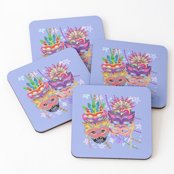 Item preview, A collection of colorful carnival masks stacked together, each with a unique and elaborate design. designed and sold by Wantanadesign.