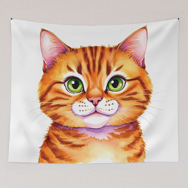 Item preview, Playful Cartoon Watercolor Orange Tabby Cat – Whimsical and Adorable Feline Art designed and sold by Fredster1966.