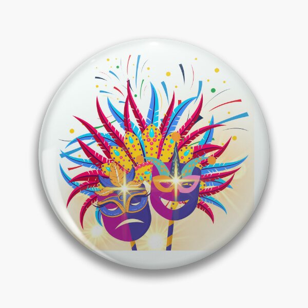Item preview, Two vibrant carnival masks adorned with intricate feather decorations and colorful designs. designed and sold by Wantanadesign.
