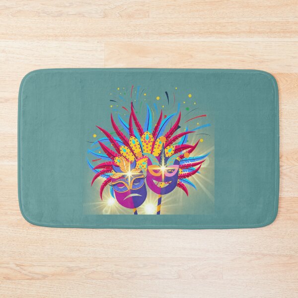 Item preview, Two vibrant carnival masks adorned with intricate feather decorations and colorful designs. designed and sold by Wantanadesign.