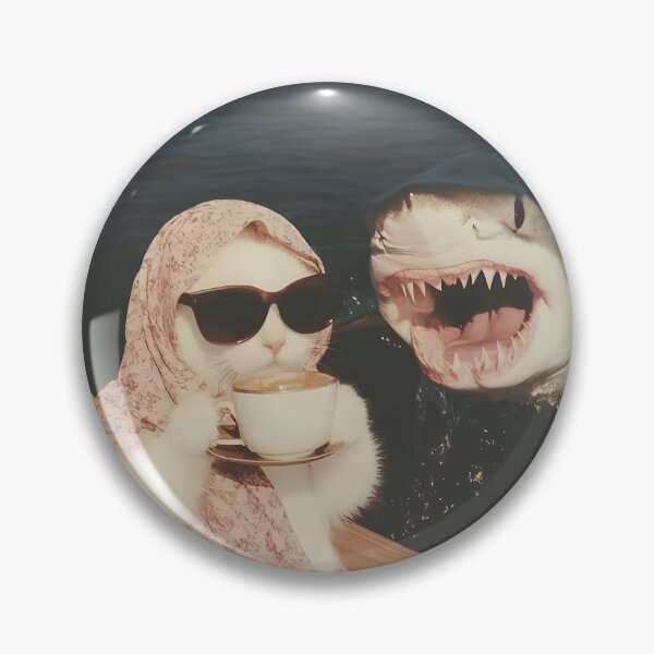Item preview, Demure cat with glasses and sharkie / Everything is on fire designed and sold by FigmaCreations.