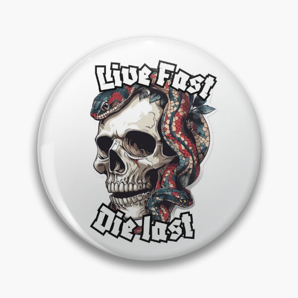 Item preview, Live fast, Die Last tattoo style design skull and snake designed and sold by HandCraftedArt.