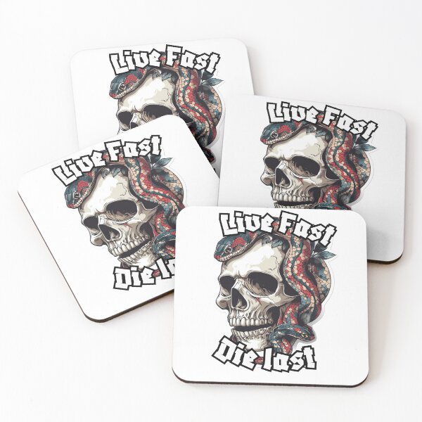 Item preview, Live fast, Die Last tattoo style design skull and snake designed and sold by HandCraftedArt.