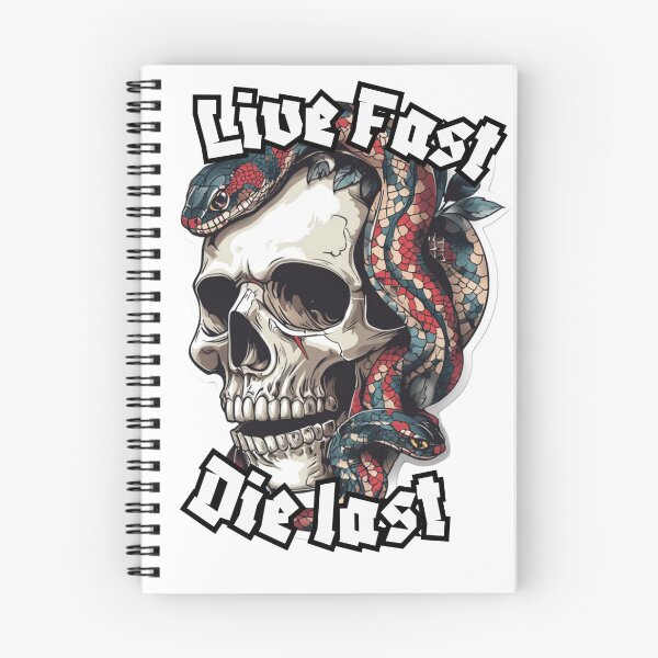 Item preview, Live fast, Die Last tattoo style design skull and snake designed and sold by HandCraftedArt.