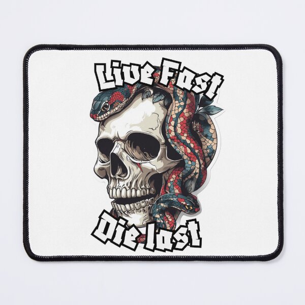Item preview, Live fast, Die Last tattoo style design skull and snake designed and sold by HandCraftedArt.