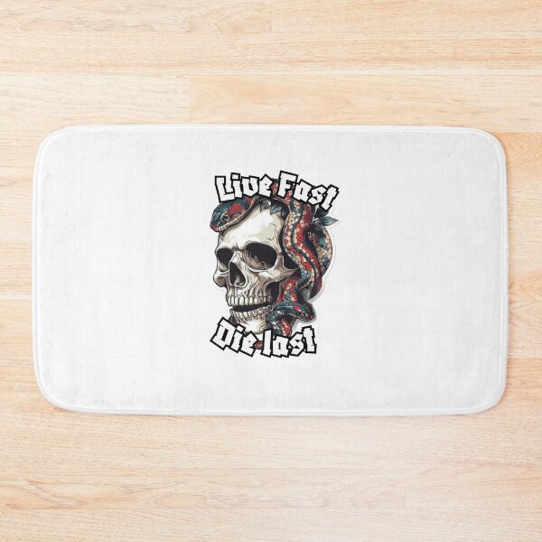 Item preview, Live fast, Die Last tattoo style design skull and snake designed and sold by HandCraftedArt.