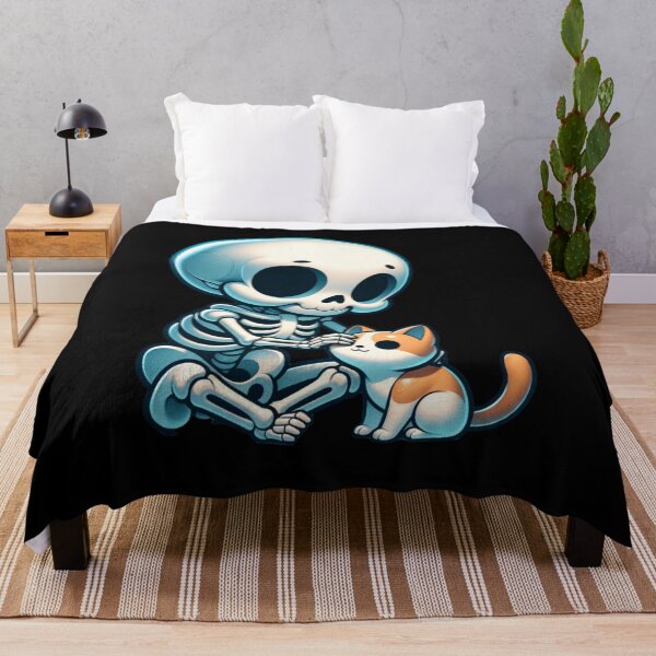 Item preview, Kawaii Skeleton Petting Adorable Kitten designed and sold by 2ndSketch.