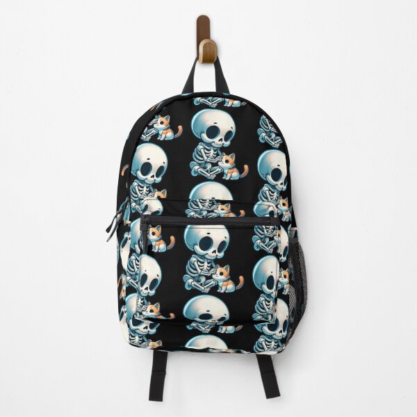 Item preview, Kawaii Skeleton Petting Adorable Kitten designed and sold by 2ndSketch.