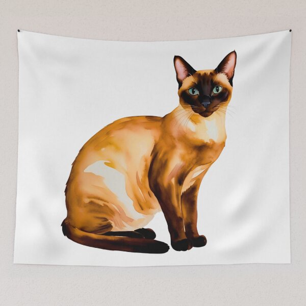 Item preview, Elegant Watercolor Siamese Cat – A Graceful Feline in Artistic Brushstrokes designed and sold by Fredster1966.
