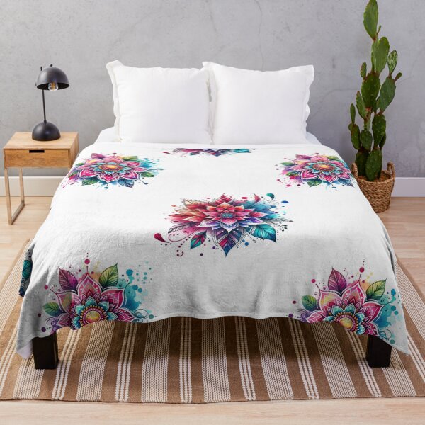 Artikelvorschau, Muster: Heiliges Blumen-Mandala, Aquarell-Boho entworfen und verkauft von Eksama Design.