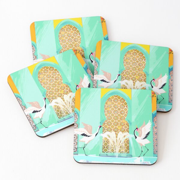 Item preview, Moroccan Courtyard | Heron Animal Wildlife & Ethnic Vintage Architecture | Royal Fountain Palace designed and sold by 83oranges.com.
