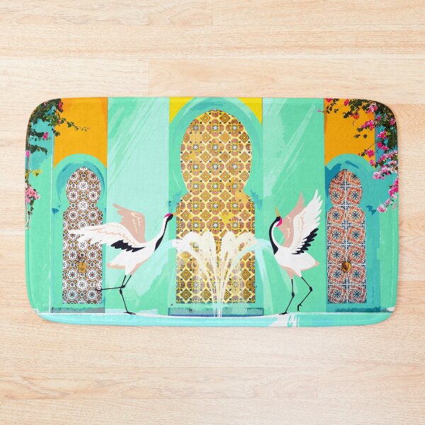Item preview, Moroccan Courtyard | Heron Animal Wildlife & Ethnic Vintage Architecture | Royal Fountain Palace designed and sold by 83oranges.com.