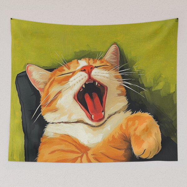 Artikelvorschau, Lustige orange Katze gähnt entworfen und verkauft von PurrGreen.