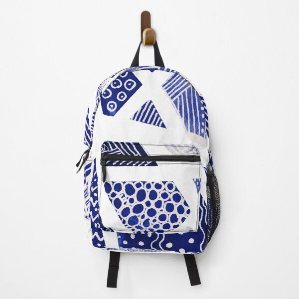 Item preview, Geometric doodle pattern - white and blue designed and sold by wackapacka.