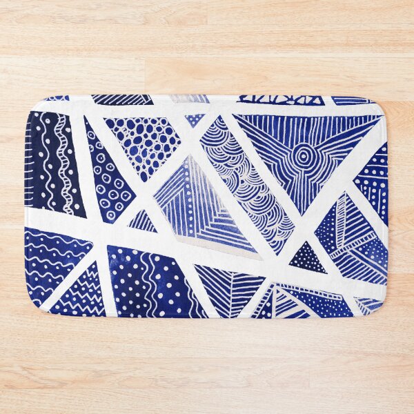 Item preview, Geometric doodle pattern - white and blue designed and sold by wackapacka.