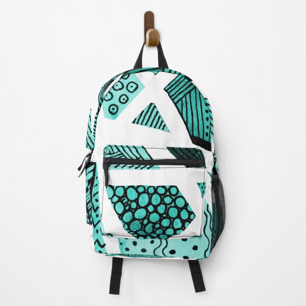 Item preview, Geometric doodle pattern - turquoise and black designed and sold by wackapacka.