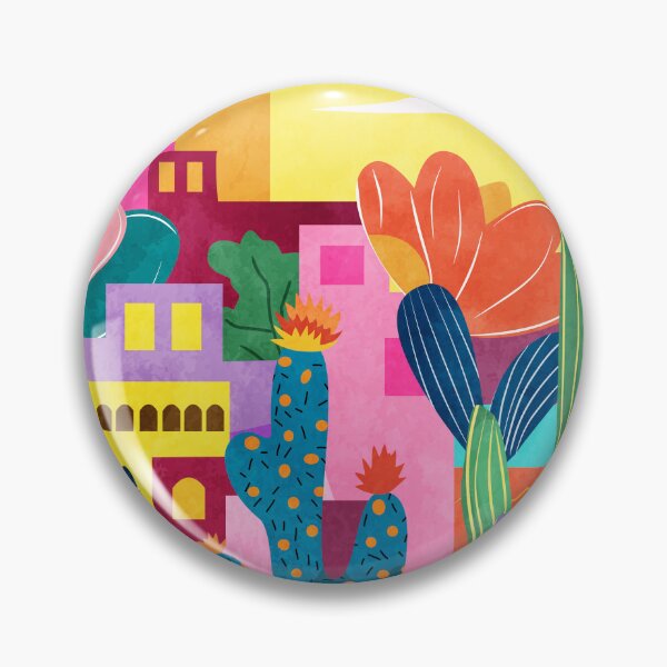 Item preview, Cactus Town, Abstract Landscape Southwestern Decor, Boho Style Colorful Nature, Floral Modern Cactus Illustration, Vibrant Sunset designed and sold by Kintsugi99.