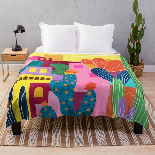 Item preview, Cactus Town, Abstract Landscape Southwestern Decor, Boho Style Colorful Nature, Floral Modern Cactus Illustration, Vibrant Sunset designed and sold by Kintsugi99.