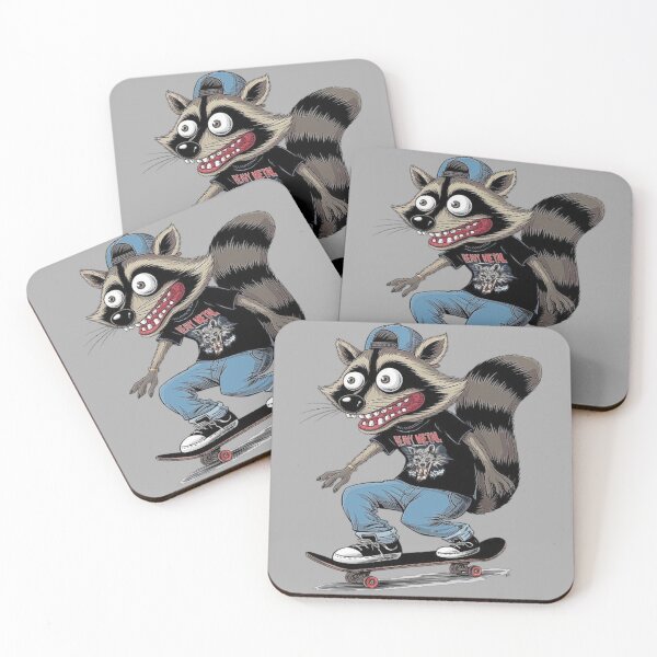 Item preview, Skateboarding Raccoon in Heavy Metal designed and sold by love3617.