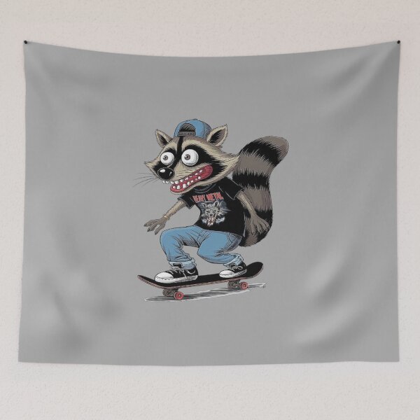 Item preview, Skateboarding Raccoon in Heavy Metal designed and sold by love3617.