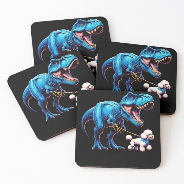 Artikelvorschau, Lustiger Dinosaurier-Zwergpudel, der Hundeliebhaber spazieren geht entworfen und verkauft von Kimberley King Art King Art.