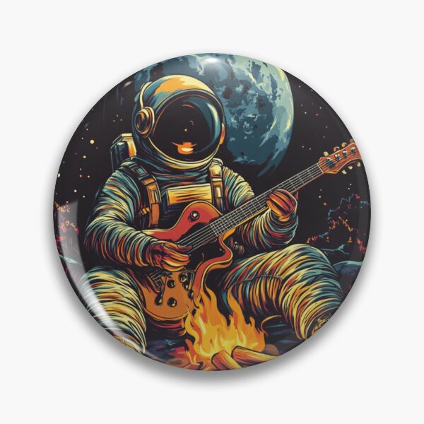 Item preview, Galaxy Astronaut Guitarist Campfire Under Luna designed and sold by GrinGalore.