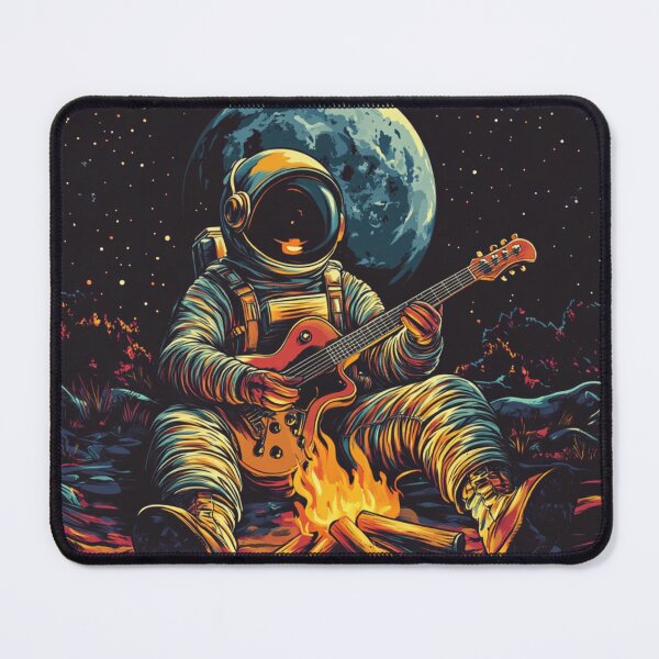 Item preview, Galaxy Astronaut Guitarist Campfire Under Luna designed and sold by GrinGalore.