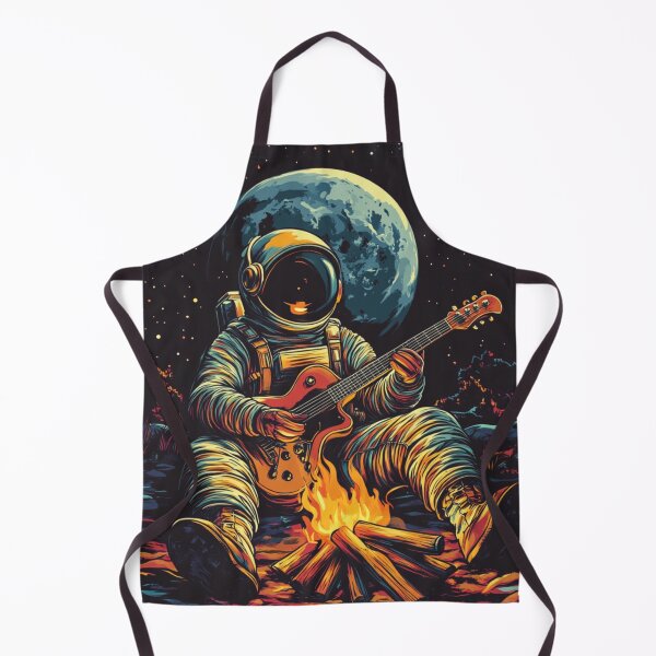 Item preview, Galaxy Astronaut Guitarist Campfire Under Luna designed and sold by GrinGalore.