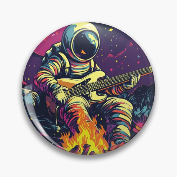 Item preview, Galaxy Astronaut Electro Guitarist Campfire Under Luna designed and sold by GrinGalore.