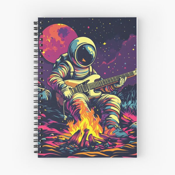 Item preview, Galaxy Astronaut Electro Guitarist Campfire Under Luna designed and sold by GrinGalore.