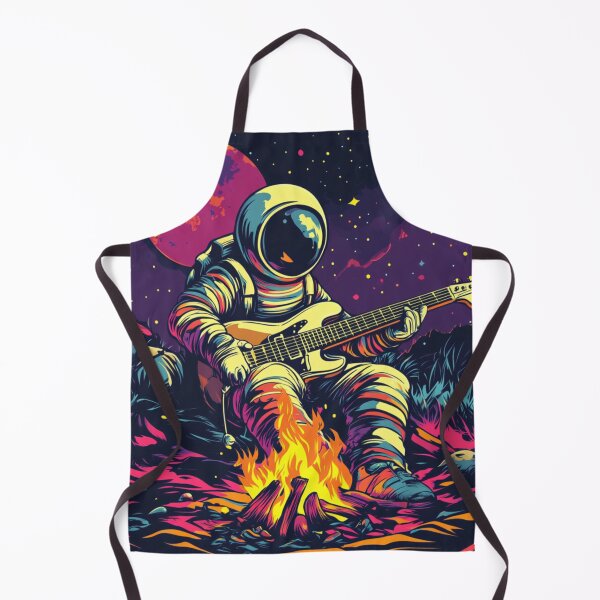 Item preview, Galaxy Astronaut Electro Guitarist Campfire Under Luna designed and sold by GrinGalore.