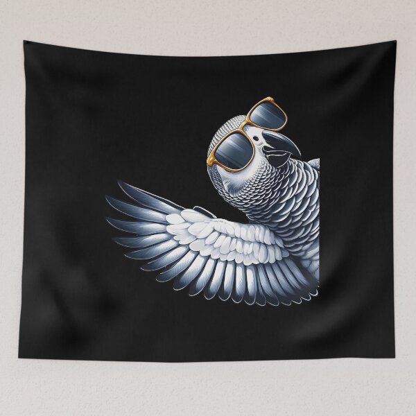 Item preview, African Grey Parrot With Sunglasses Funny Say Hi Bird Lover Watcher Birding designed and sold by Kimberley King Art  King Art.