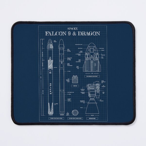 Artikelvorschau, SpaceX: Falcon 9 & Crew Dragon (Vertical Navy Blueprint) entworfen und verkauft von BGALAXY.