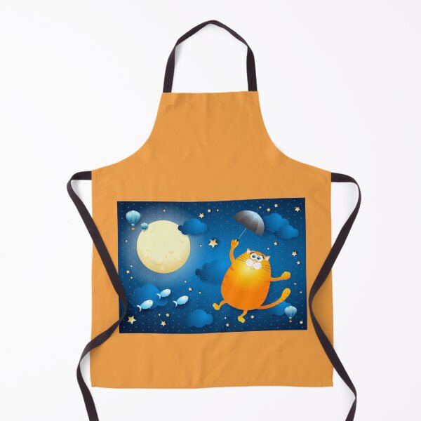 Item preview, Night of dreams, cat with umbrella and full moon designed and sold by LuisaVenturoli.