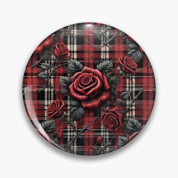 Item preview, Thorned Rose Plaid: A Gothic Elegance in Red & Black designed and sold by Meta2Physical.