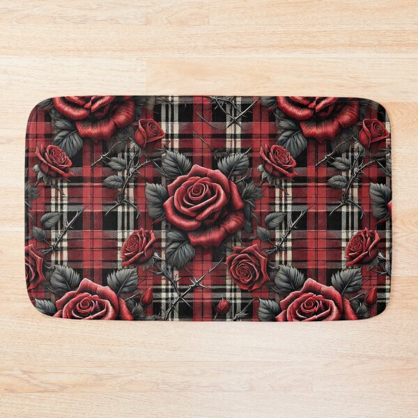 Item preview, Thorned Rose Plaid: A Gothic Elegance in Red & Black designed and sold by Meta2Physical.