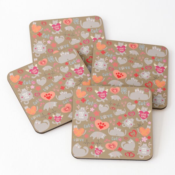 Item preview, Cats Pastel Gray Pattern Valentine's Day designed and sold by HappyHavenStu.
