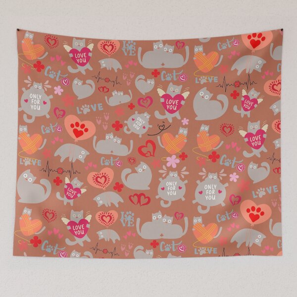 Item preview, Cats Pastel Gray Pattern Valentine's Day designed and sold by HappyHavenStu.