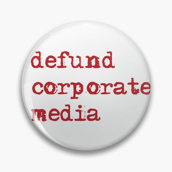 Item preview, defund corporate media in red typewriter font on white designed and sold by deynaaz.