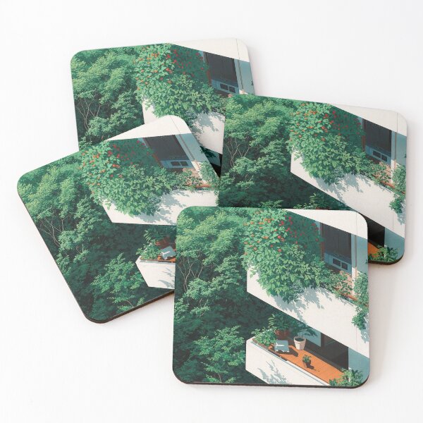 Item preview, Cozy Japanese Anime Balcony in the lush green Forest in Tokyo designed and sold by regnumsaturni.