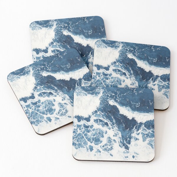 Item preview, Powerful deep blue ocean waves crashing with white frothy foam, textured swirling water creating dramatic contrast, raw energy of nature’s movement. designed and sold by MystiS.