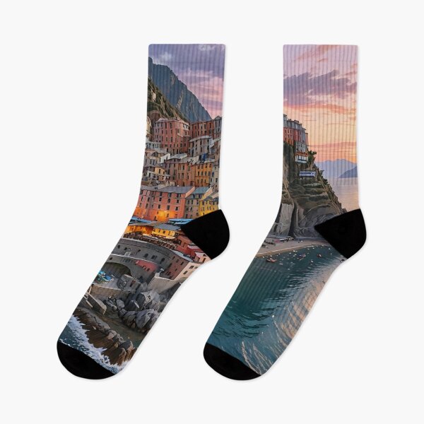 Item preview, Manarola, Italy: Golden Sunset Over Colorful Cliffs designed and sold by LSVart.