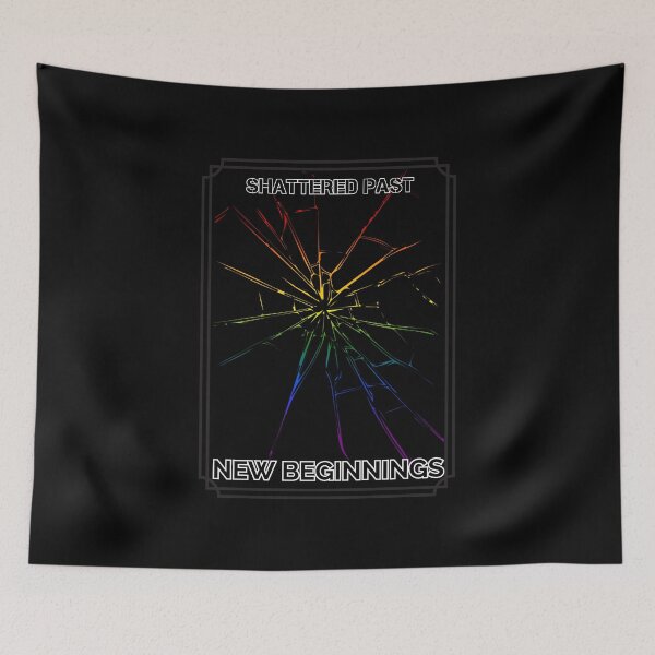 Item preview, Shattered Past, New Beginnings, Classic pride flag graphic, Mirror with pride shattered glass graphic, inspirational, motivational,   designed and sold by PrideBeProud.