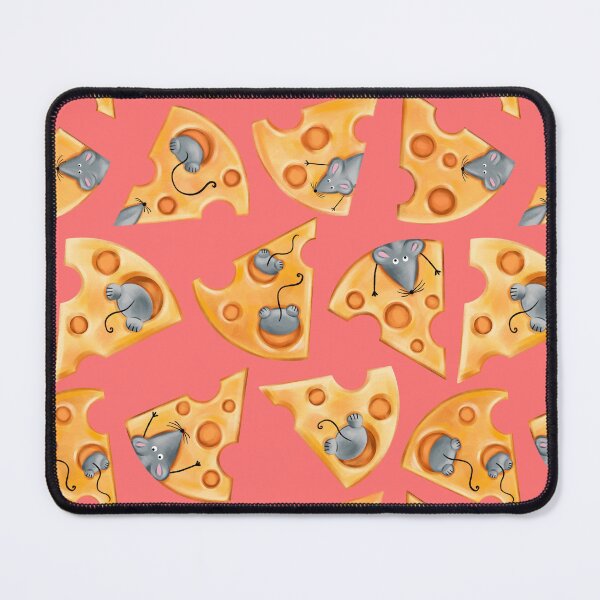 Item preview, Seamless pattern of pieces of holey cheese with a mouse on a pink background designed and sold by Nastasiakhmnk.