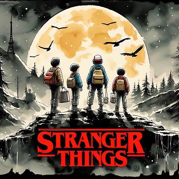 Artwork thumbnail, Stranger Things Retro Moon Silhouette by Retr0Tshirts