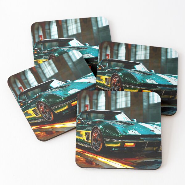 Item preview, Old green Corvette designed and sold by Peter Kraaibeek | Generative Designs and Car Art.