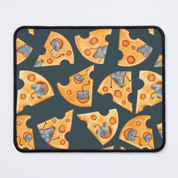 Item preview, Seamless pattern of pieces of holey cheese with a mouse on a blue background designed and sold by Nastasiakhmnk.