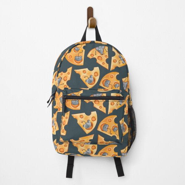 Item preview, Seamless pattern of pieces of holey cheese with a mouse on a blue background designed and sold by Nastasiakhmnk.