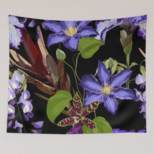 Item preview, Tropical floral seamless pattern with orchids and iris flowers. designed and sold by MatyKotiv.