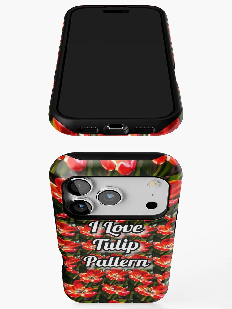 Thumbnail 3 of 4, iPhone Case, Red Tulips Pattern designed and sold by Patternflower.